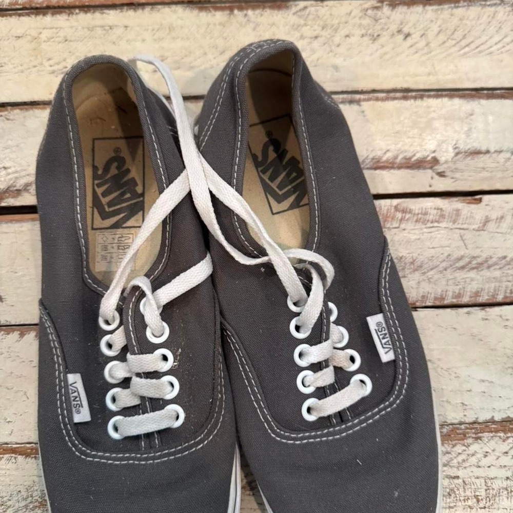 Vans Authentic Charcoal Gray Canvas Low Top Skate Sneakers Women 6.5 Men 5.0